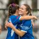 Goal-scorer Bianca Anderson celebrates with United teammate Laura Dickinson. Picture by Phillip Biggs
